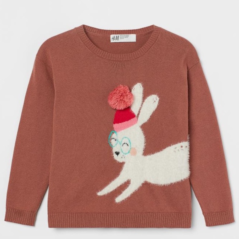 H&M Bunny in Hat 3D Lightweight Knit Sweater, Toddler Girl , 2T NWT